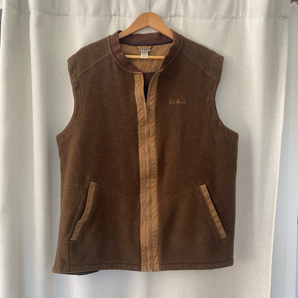 Vintage L.L. Bean Men's Dark Brown Fleece Vest